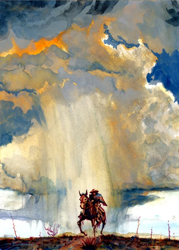 The Deluge, original gouache painting, 11"h x 15"w PRICE: $525