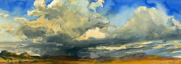 Arizona Cloud Panorama, original gouache painting, 6.25"h x 20"w PRICE: $425