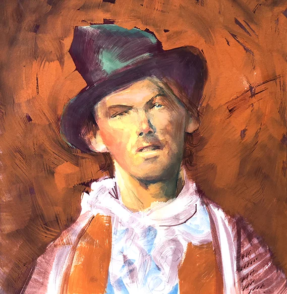 "Billy Undone", original gouache painting, 16"h x 15"w, PRICE: $750