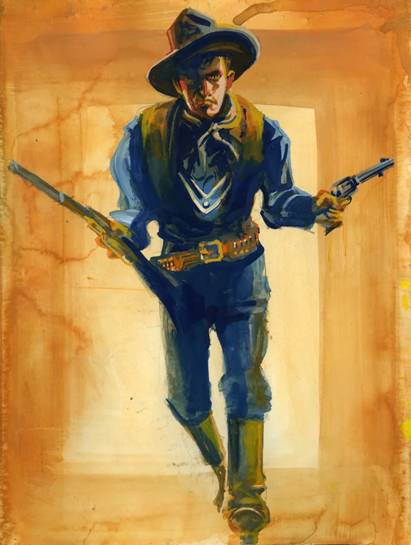 Billy Walks Forward, original gouache painting, 12"h x 9"w, PRICE: $400