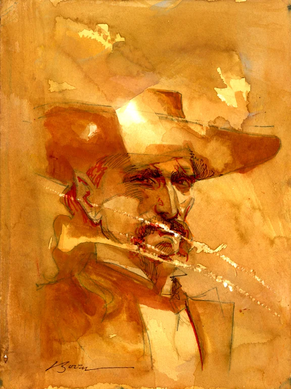 Wild Bill, Scratch That, original gouache painting, 12"h x 9"w, PRICE: $400