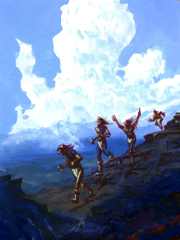 Pinecone Proving Ground #3, original gouache painting, 12"h x 9"w PRICE: $400