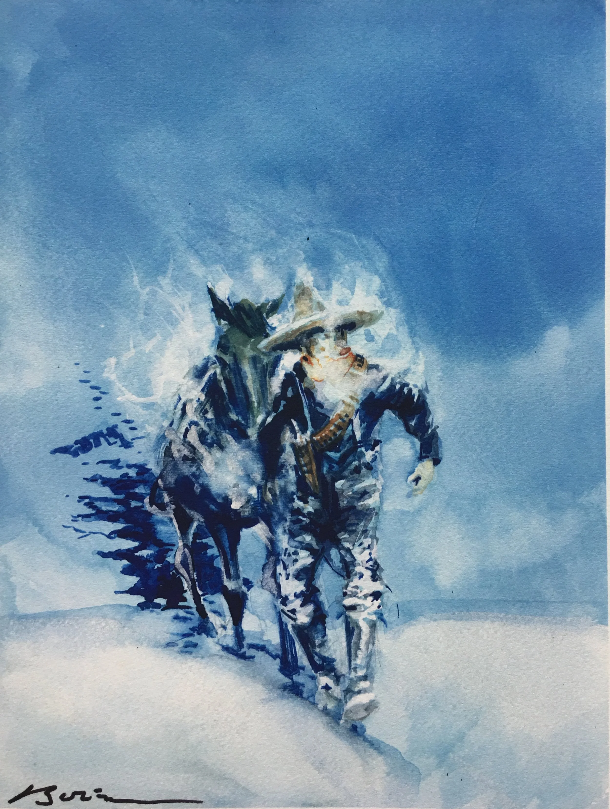 Billy Takes The Lead, original gouache painting, 12"h x 9"w PRICE: $400