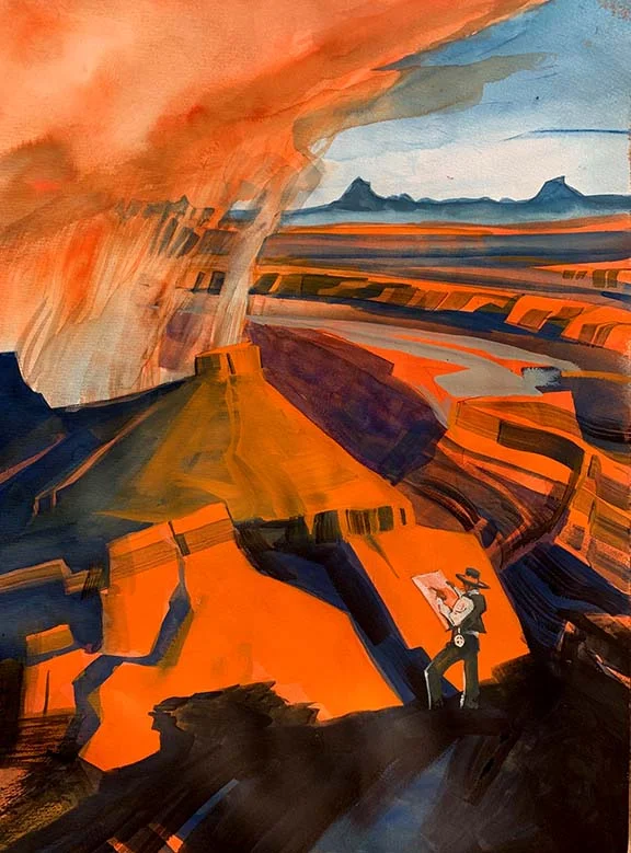 Maynard Dixon Rocks A La Ed Mell, original gouache painting, 24"h x 18"w PRICE: $1,250