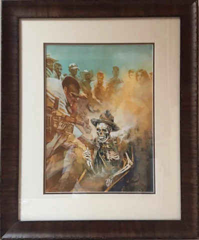 Digging Up Billy Study, original gouache painting, 15"h x 11"w, framed: 23"h x 19"w PRICE: $700