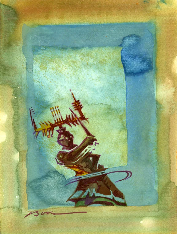 Crown Dancer, II, original gouache painting, 12"h x 9"w PRICE: $400
