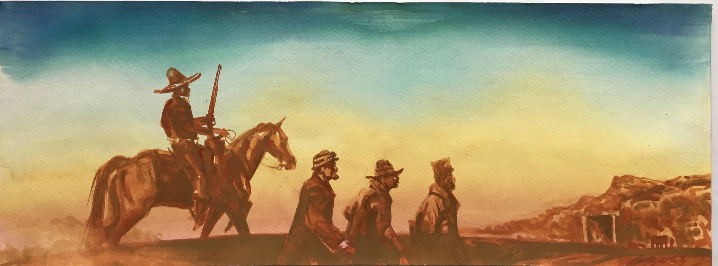 Mine Shaft March, original gouache painting, 8.75"h x 24"w PRICE: $600