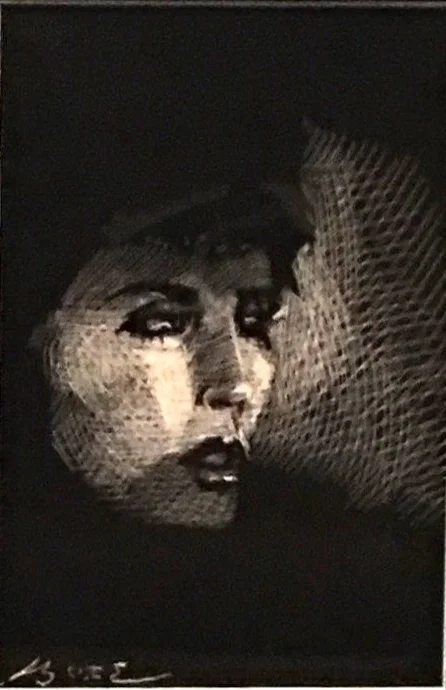 Hussy In The Shadows, original illustration on scraper board, 7.5"h x 5"w, FRAMED: 16.5"h x 14"w PRICE: $500