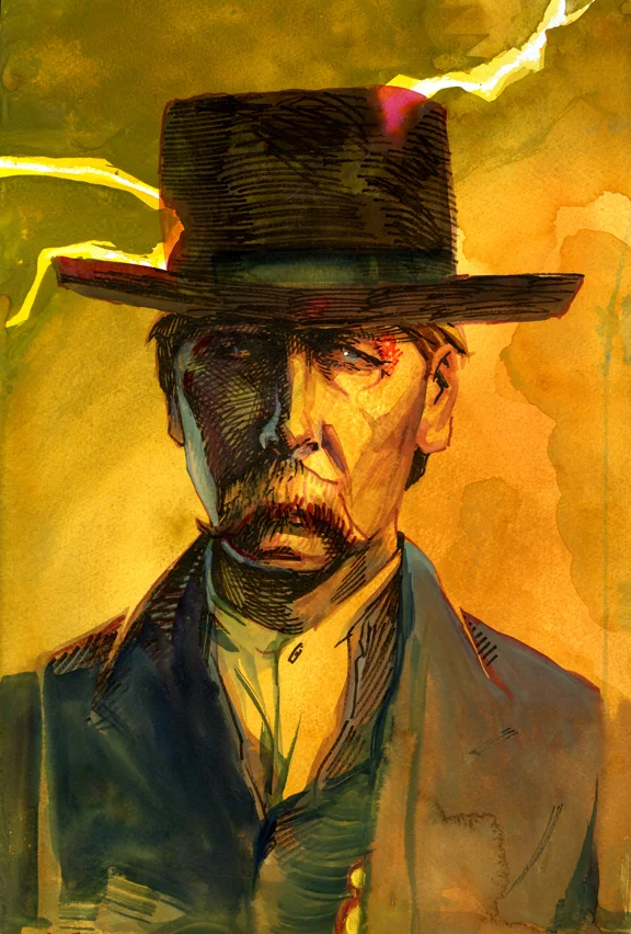 A Damaged Man, original gouache painting, 18.5"h x. 12"w PRICE: $750