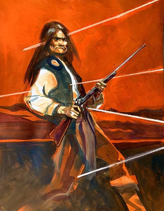 Geronimo Bulletproof, original gouache painting, 20"h x 16"w PRICE: $875