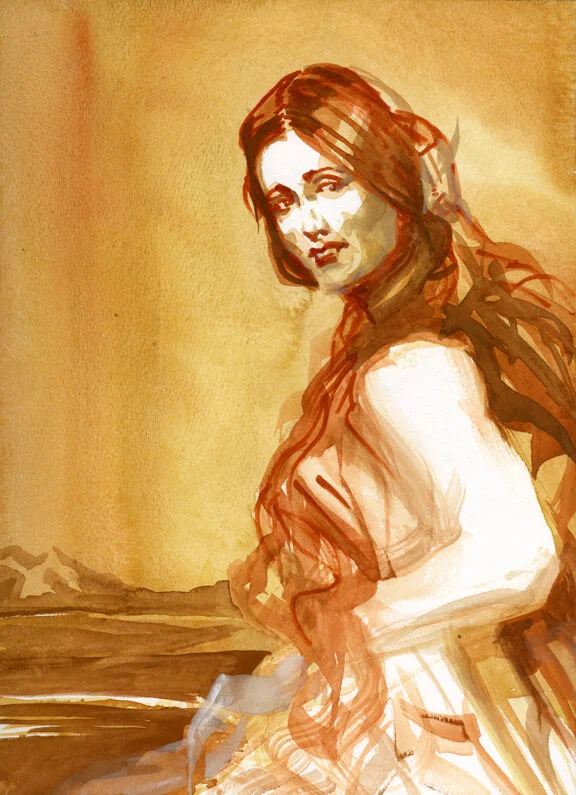 Latina Santina, original gouache painting, 15"h x 11"w PRICE: $525