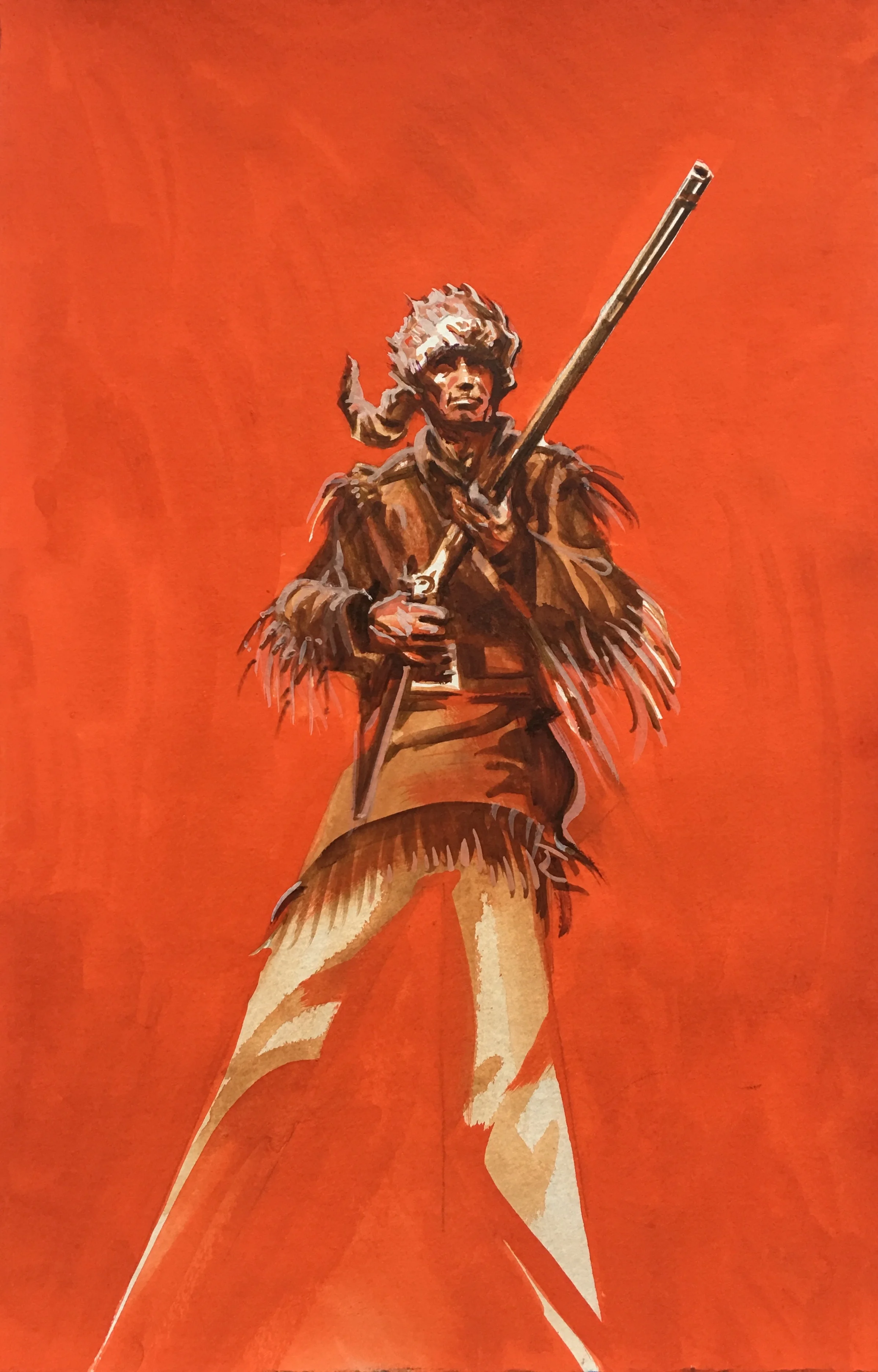 Crockett In Red, original gouache painting, 18"h x 12"w PRICE: $750