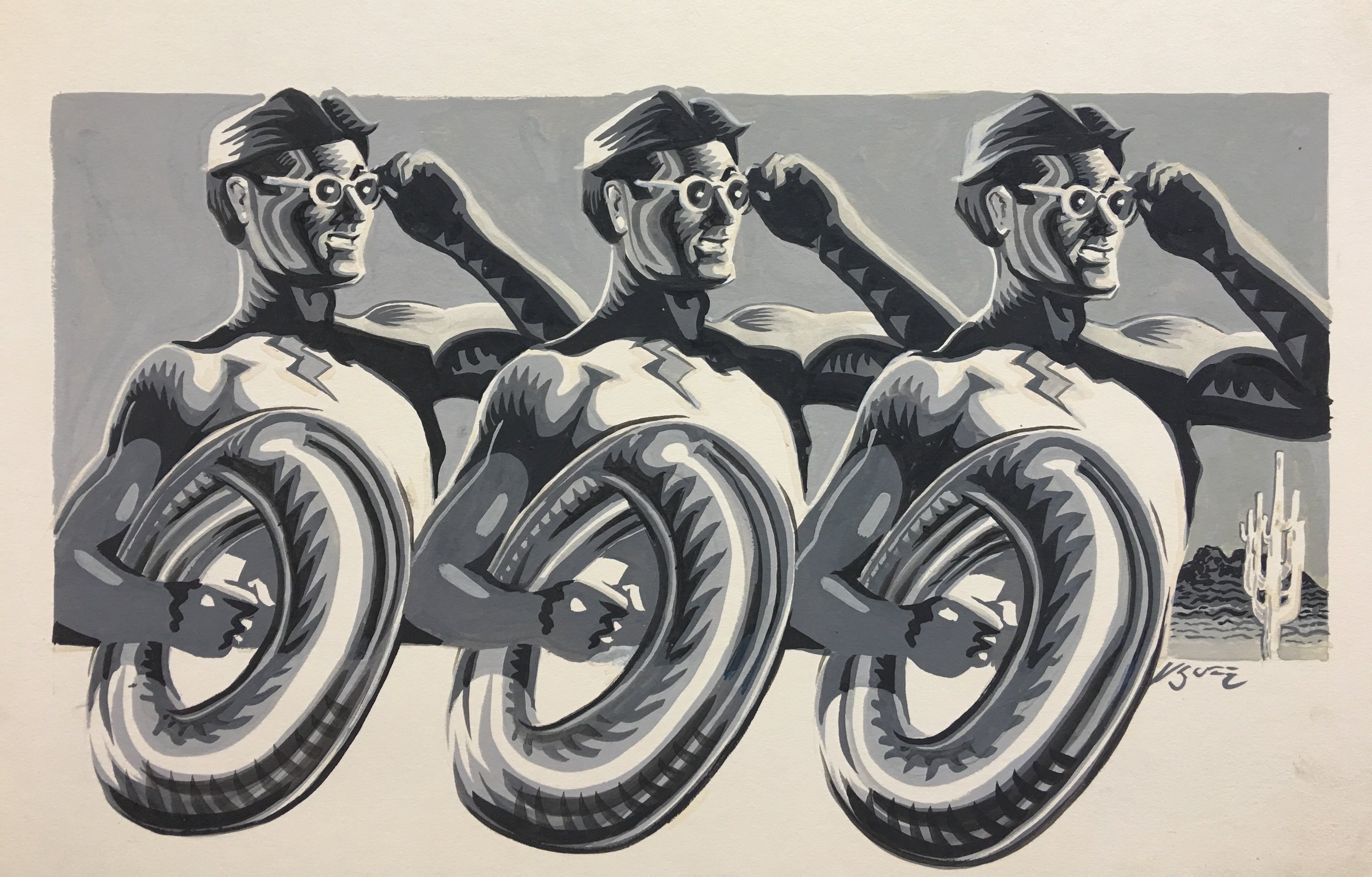 Three Can Play That Game, original pen & ink illustration on board, approx. 12.5"h x 16.5"w PRICE: $600