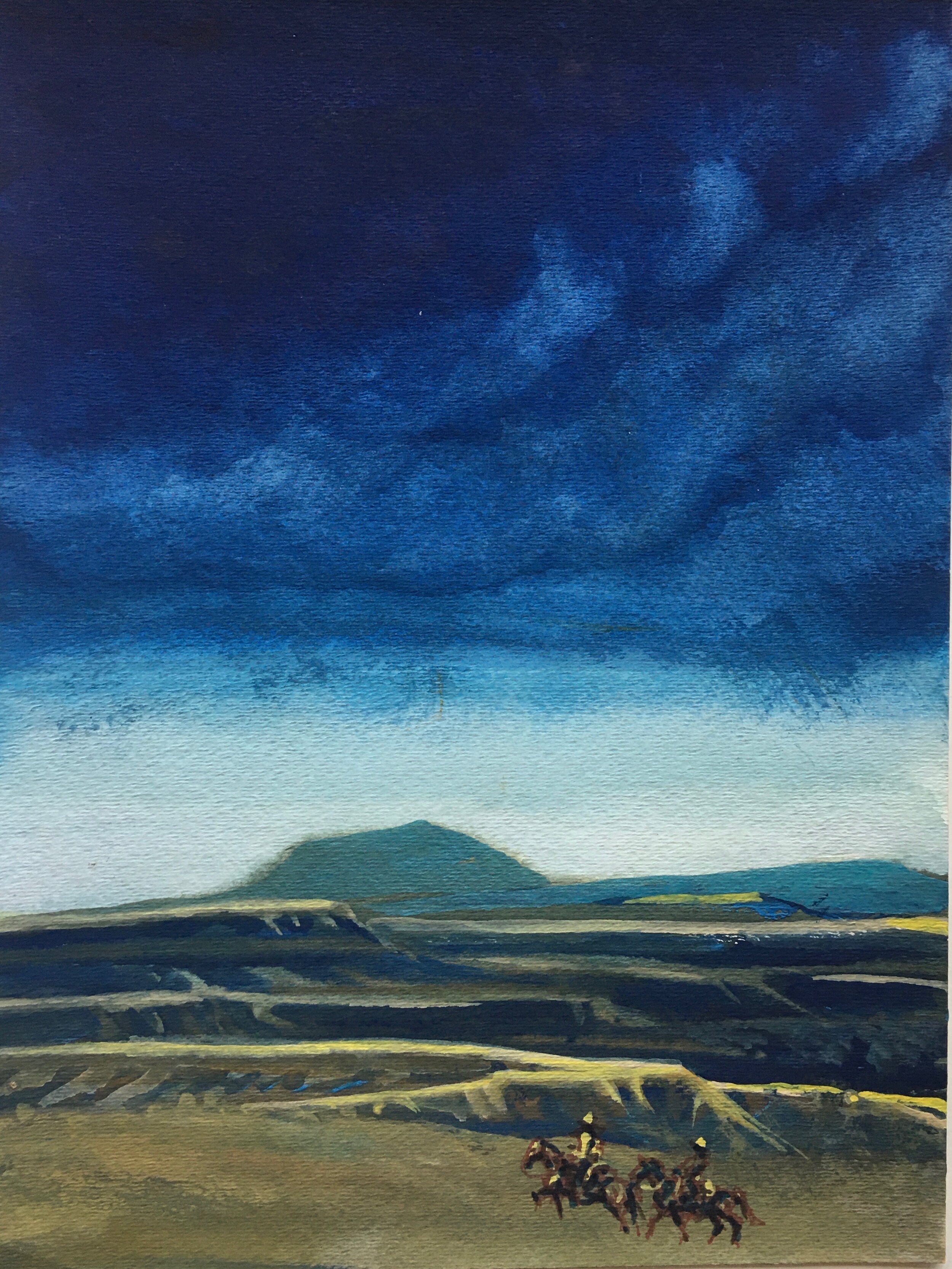 Border Crossers Going South, original gouache painting 12"h x 9"w PRICE: $400