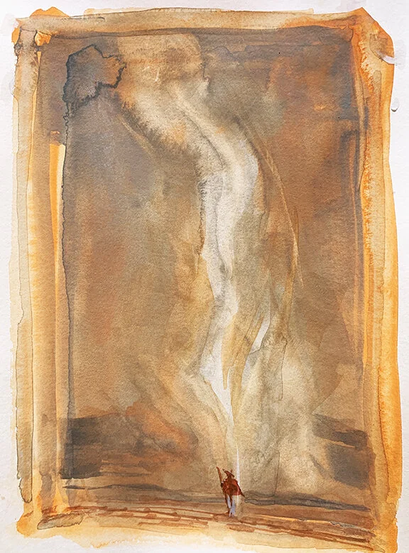 Pendejo Drops Out Of A Dustdevil, original gouache painting, 12"h x 9"w PRICE: $400