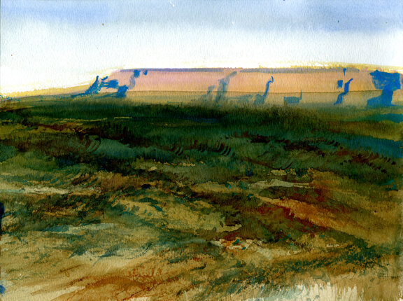 Bozecards Landscapes #1, original gouache painting, 9"h x 12"w PRICE: $400