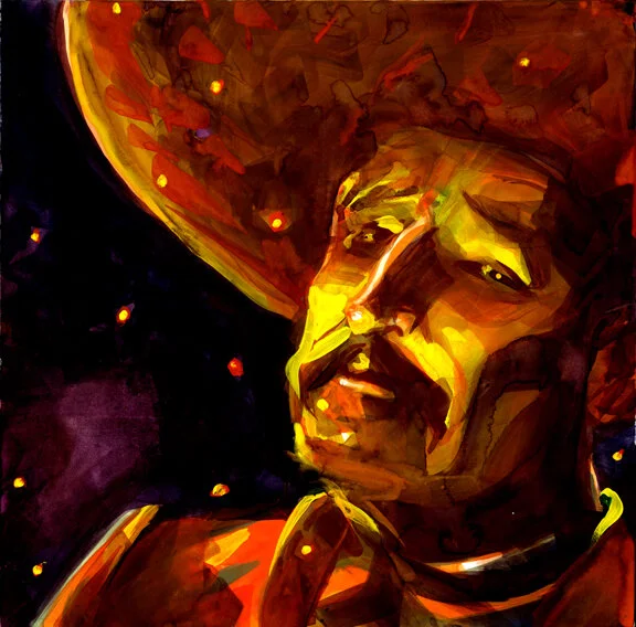 Melancholy Mex, original gouache painting, 12" x 12" PRICE: $425