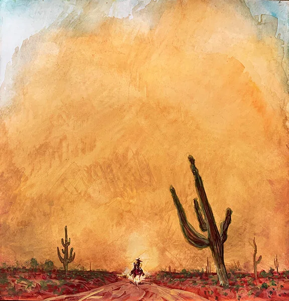 From Dust to Dust, original gouache painting, 12" h x 12"w PRICE: $425