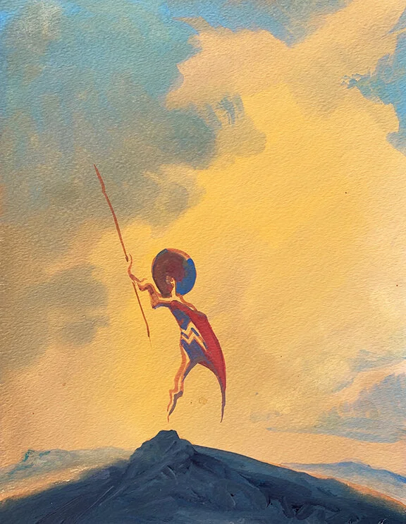 Mexican Speak Chucker, original gouache painting, 12"h x 9"2 PRICE: $400