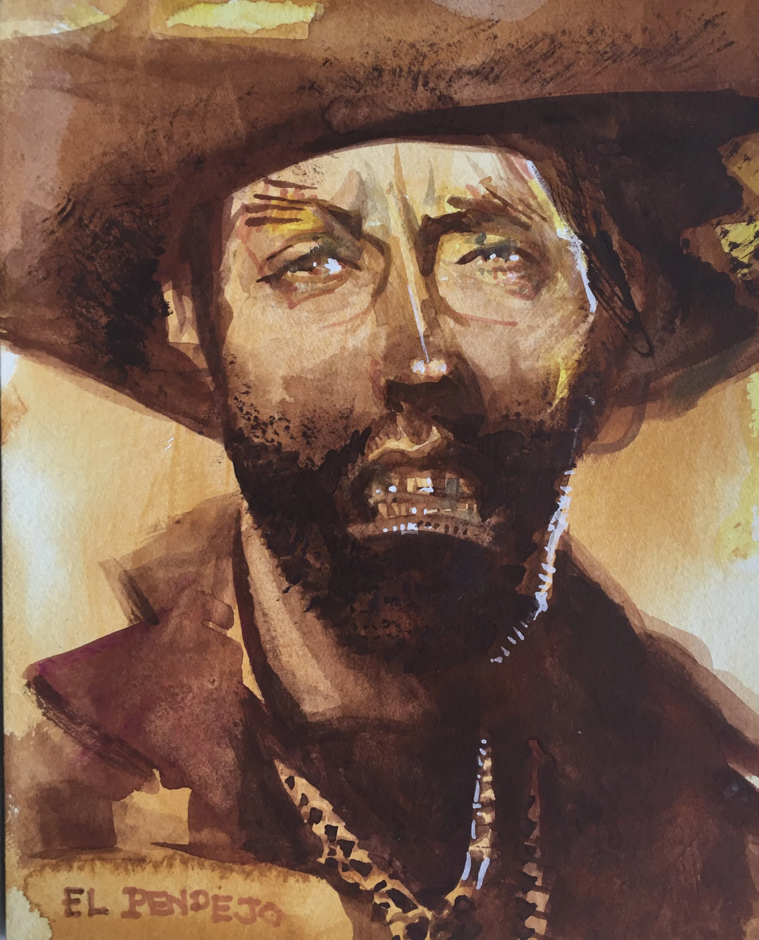 El Pendejo (Study #6), original gouache painting, 10"h x 8"w PRICE: $375