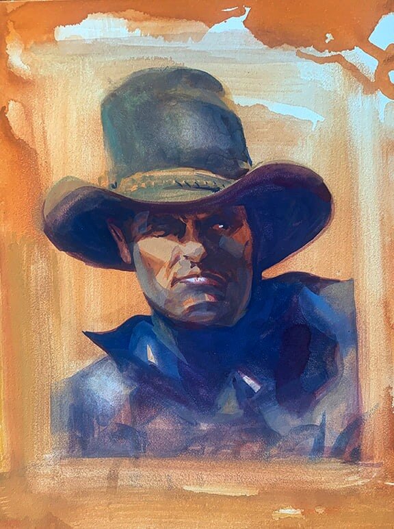 Mr Hell On Horses, original gouache painting, 12"h x 9"w PRICE: $400