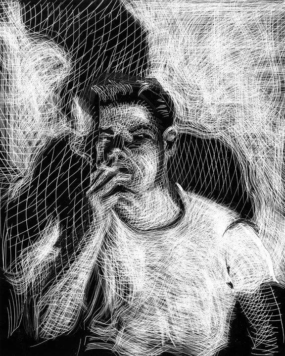 Bad Boy Twisted Mister, original illustration on scratchboard, 10"h x 8"w PRICE: $375