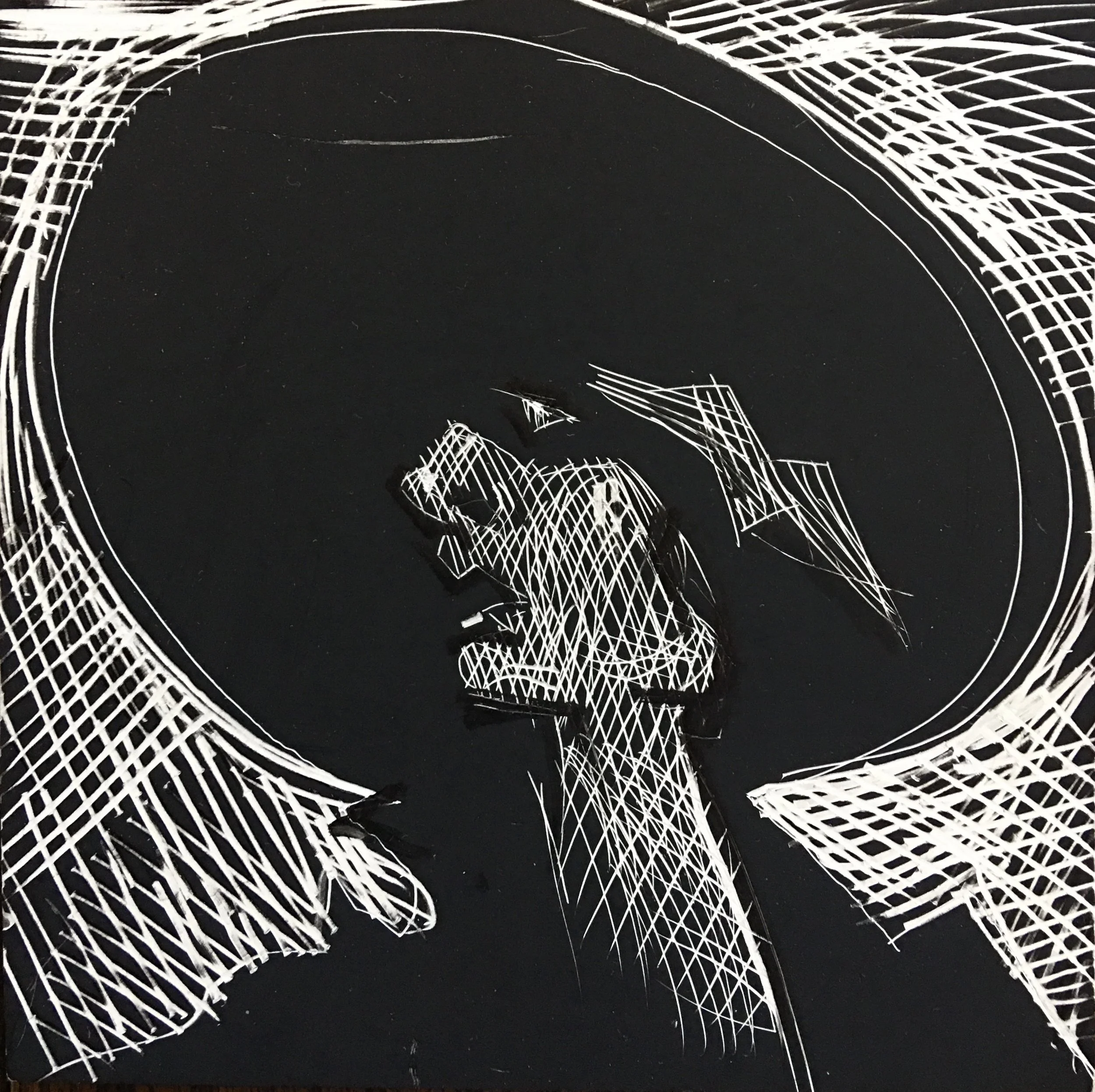 Spanish Dixxy, original scratchboard illustration, 5" x 5", 2021 PRICE $200