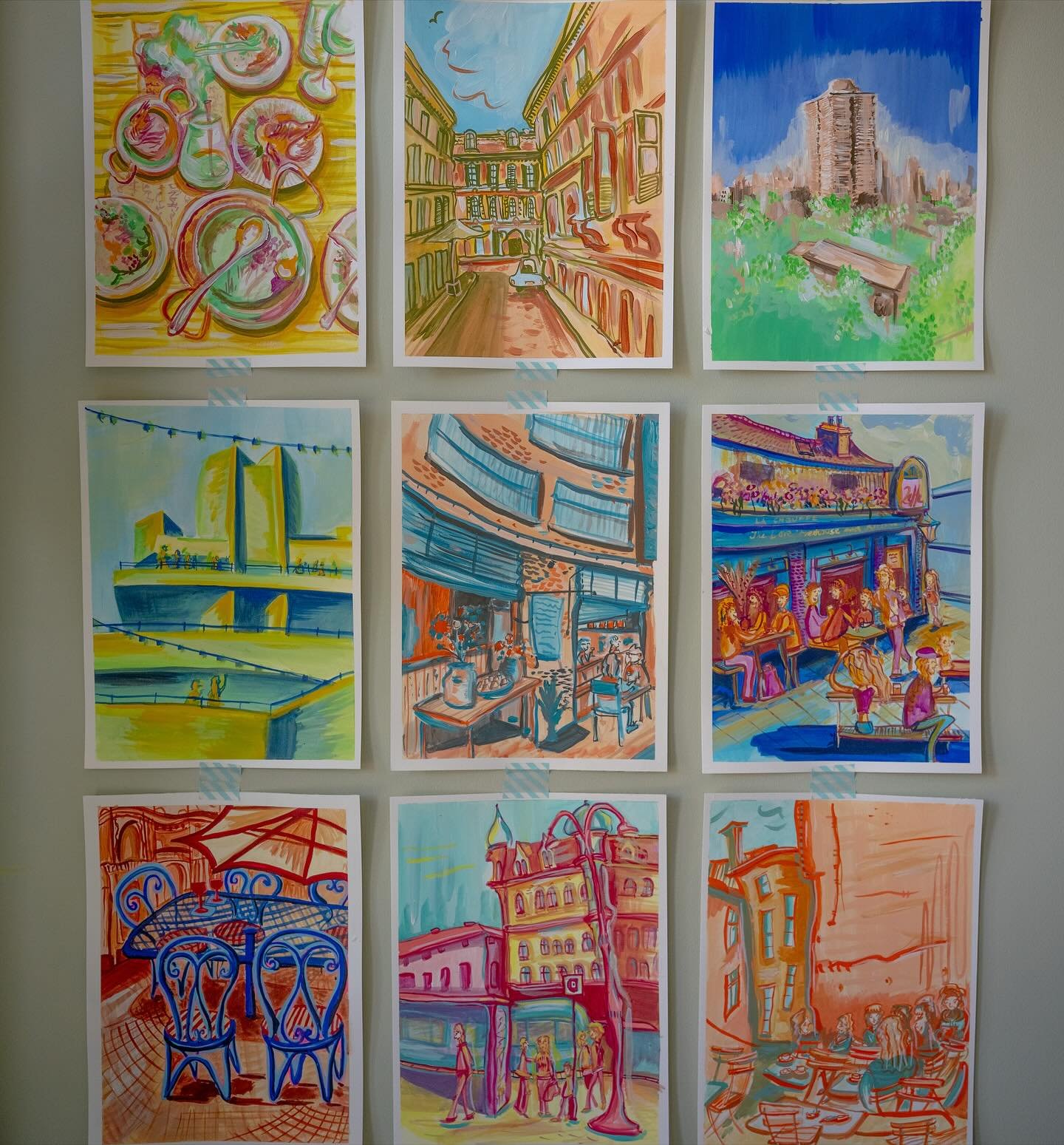 Swipe &gt;&gt; for a cheesy grin 😬 &hellip; and a satisfying wall spread of my original paintings for sale 💰 

My art shop can be found if you follow the link in my bio 😘