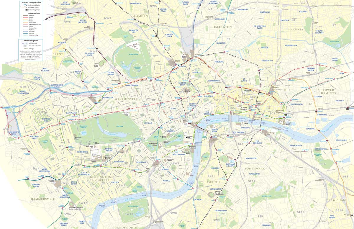 The entire scope of the London base map.