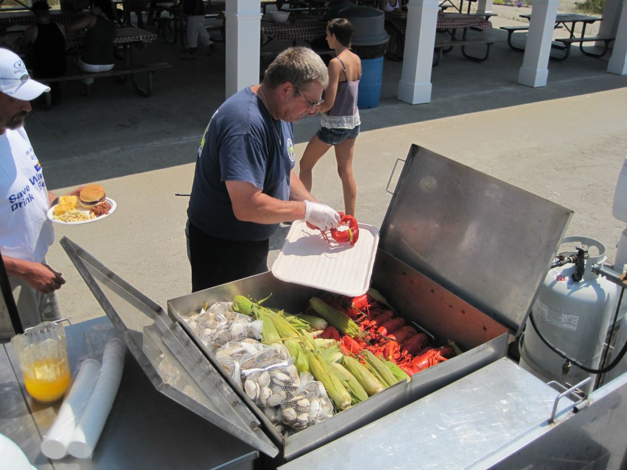 LOBSTERS APLENTY AT THE ANNUAL EMPLOYEE LOBSTER BAKE.