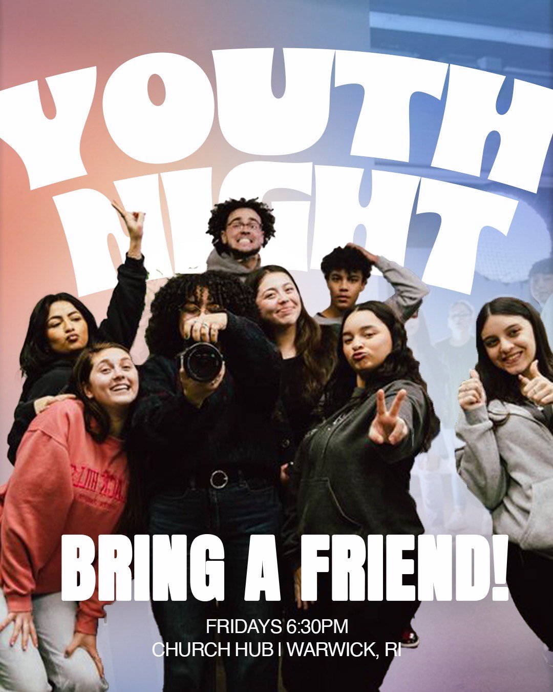 Tonight is Youth Night🙌 we will continue our &quot;Life or Death&quot; series with crews!!

You don't want to miss it😎

6:30PM | Ages: 12-19 yrs old
Meeting at the Church Hub
Warwick, RI