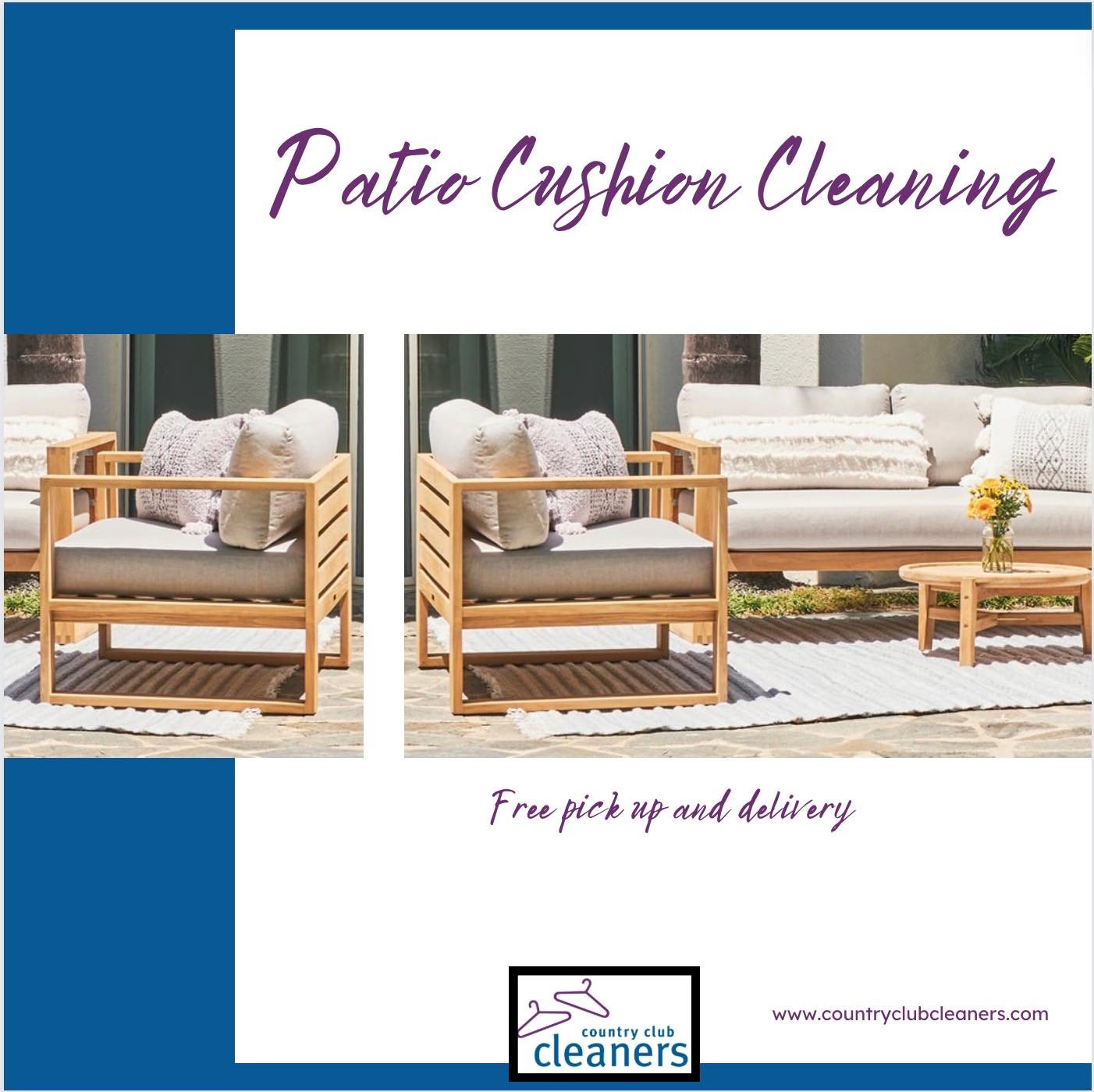 Get your backyard ready for summer with our patio cushion cleaning service! We provide free pick up and delivery! 

#patiocushioncleaning #CountryClubCleaners #freepickupanddelivery #backyardoasis 
#backyardreadyforsummer