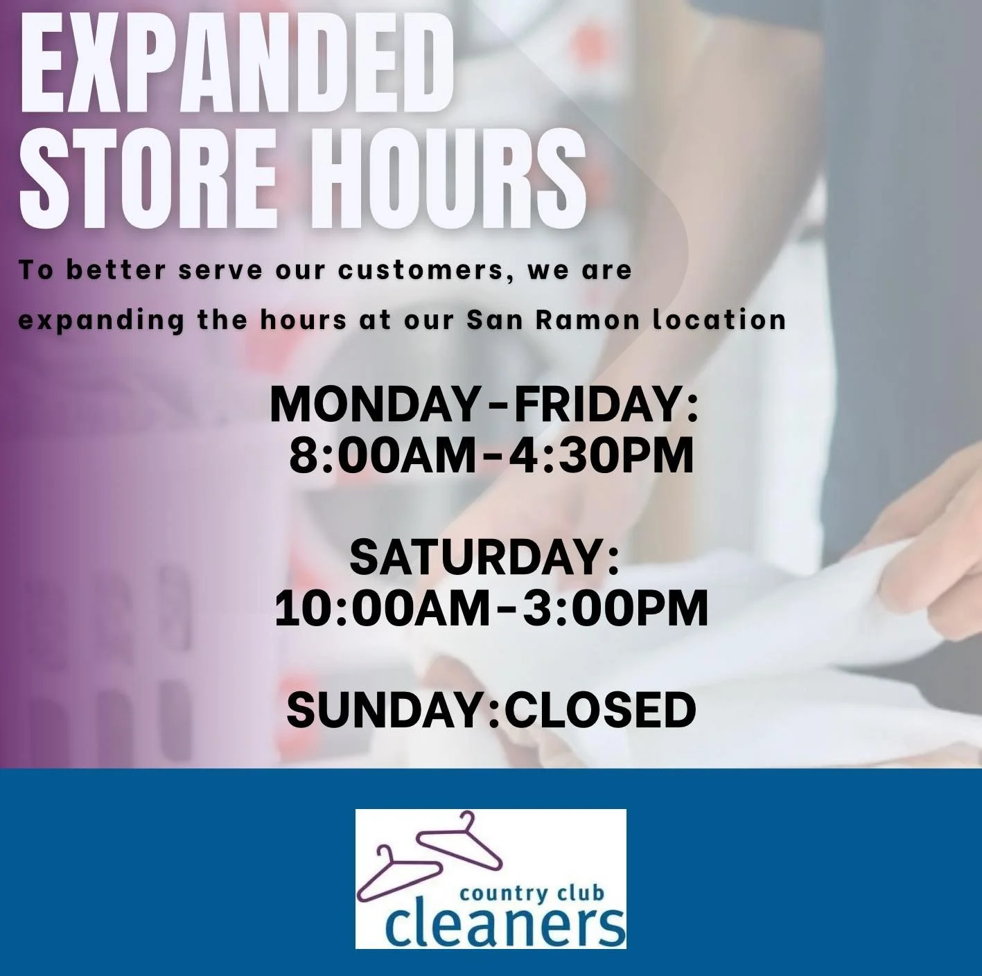 Expanded store hours alert! Effective, Friday, August 15, 2025.

Our San Ramon location will now be open from 8:00am to 4:30pm Monday through Friday and open Saturdays 10:00am to 3:00pm.  We will still be closed on Sunday!

Looking forward to seeing 