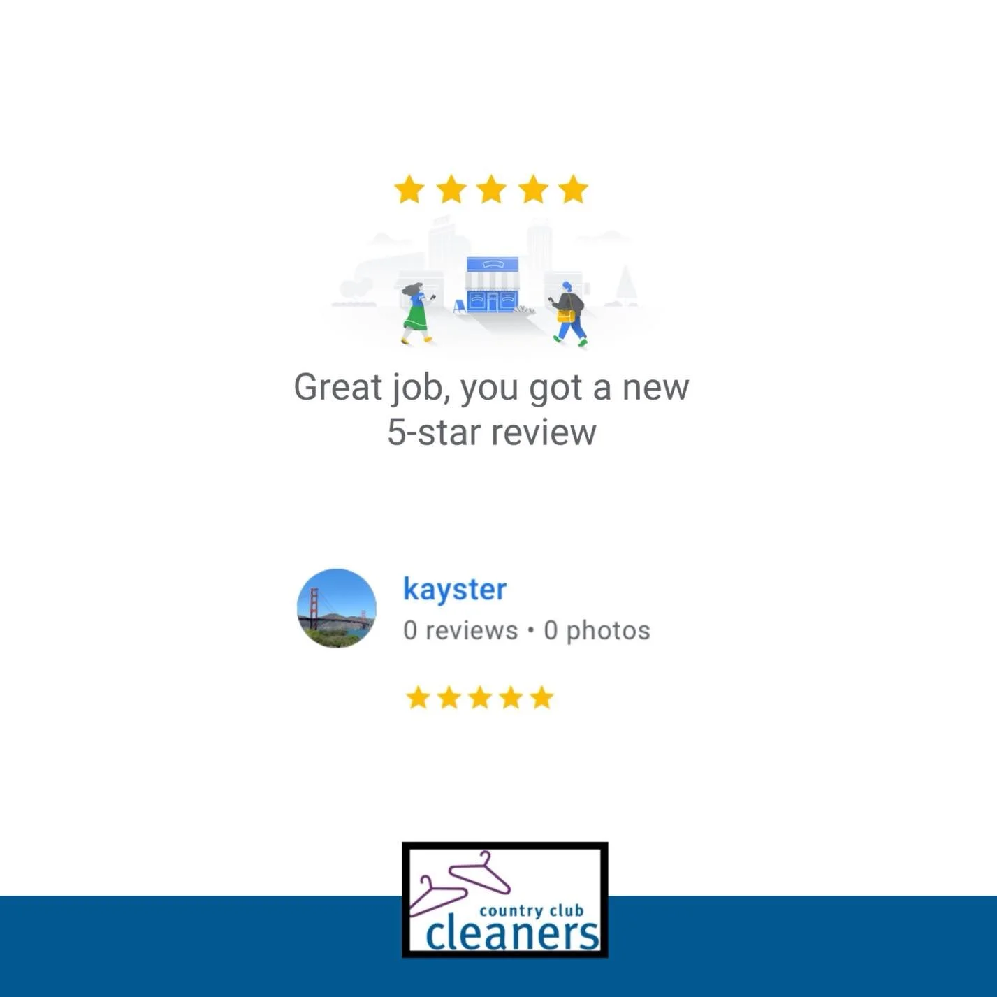 Thanks for the five stars! We appreciate it! 

#AlamoCA #Drycleaning #sanramonca #diabloca #dublinca #countryclubcleaners #danvilleca #livermoreca #pleasantonca #drycleaningpickupanddelivery #walnutcreekca #drycleaningdeliveryday #castrovalleyca #mor