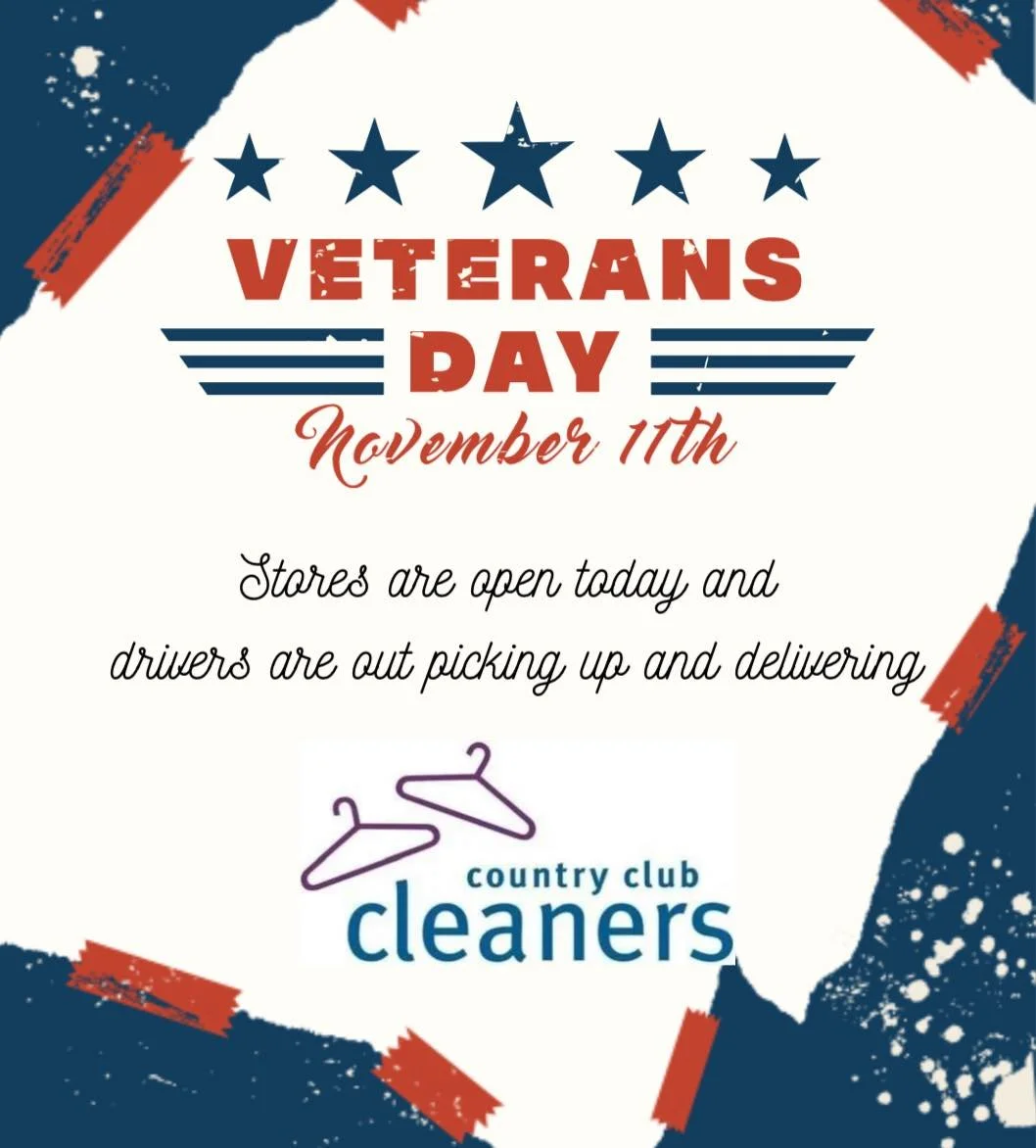 Happy Veteran&rsquo;s Day.

Stores are open and drivers are out picking up and delivering today. 

#veteransday  #veteransday🇺🇸 #AlamoCA #Drycleaning #sanramonca #diabloca #dublinca #countryclubcleaners #danvilleca #livermoreca #pleasantonca #drycl