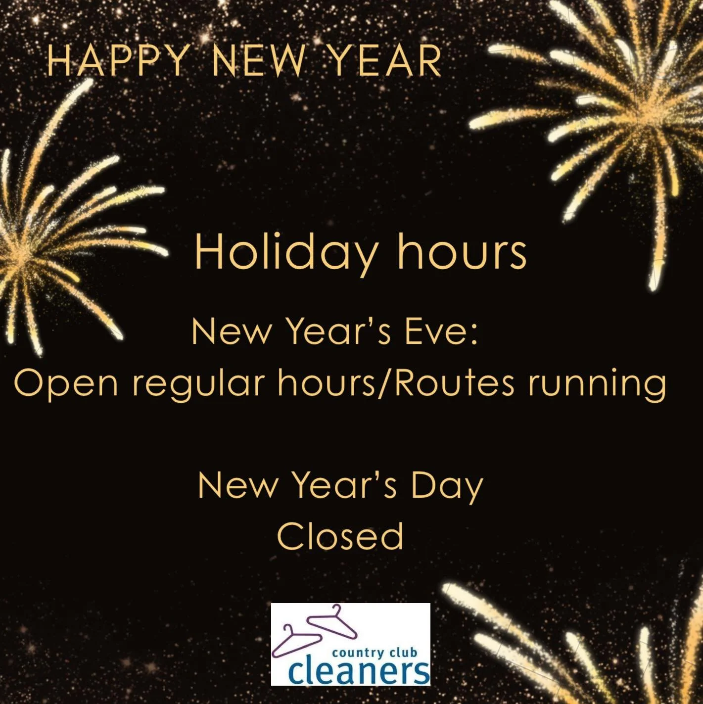 Holiday hours this week!

We are open for regular hours and drivers are out picking up and delivering on New Year&rsquo;s Eve.  We will be closed on New Year&rsquo;s Day. 

We are back open on Friday, January 2nd, 2026 for regular hours and route ser