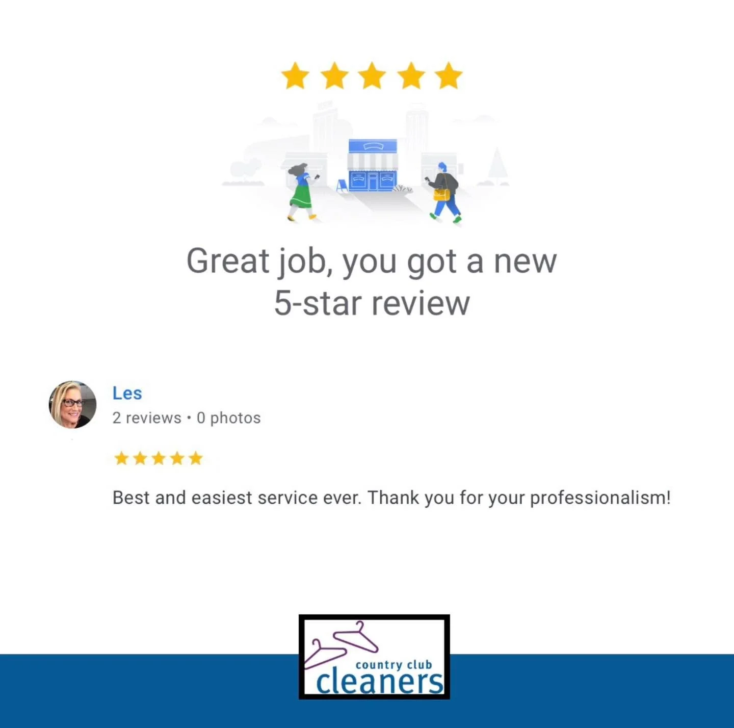 Thanks for the review Les! Our goal is to be the best and easiest service! We greatly appreciate your business and for taking the time to leave us a review! 

#googlereview #fivestars  #AlamoCA #Drycleaning #sanramonca #diabloca #dublinca #countryclu