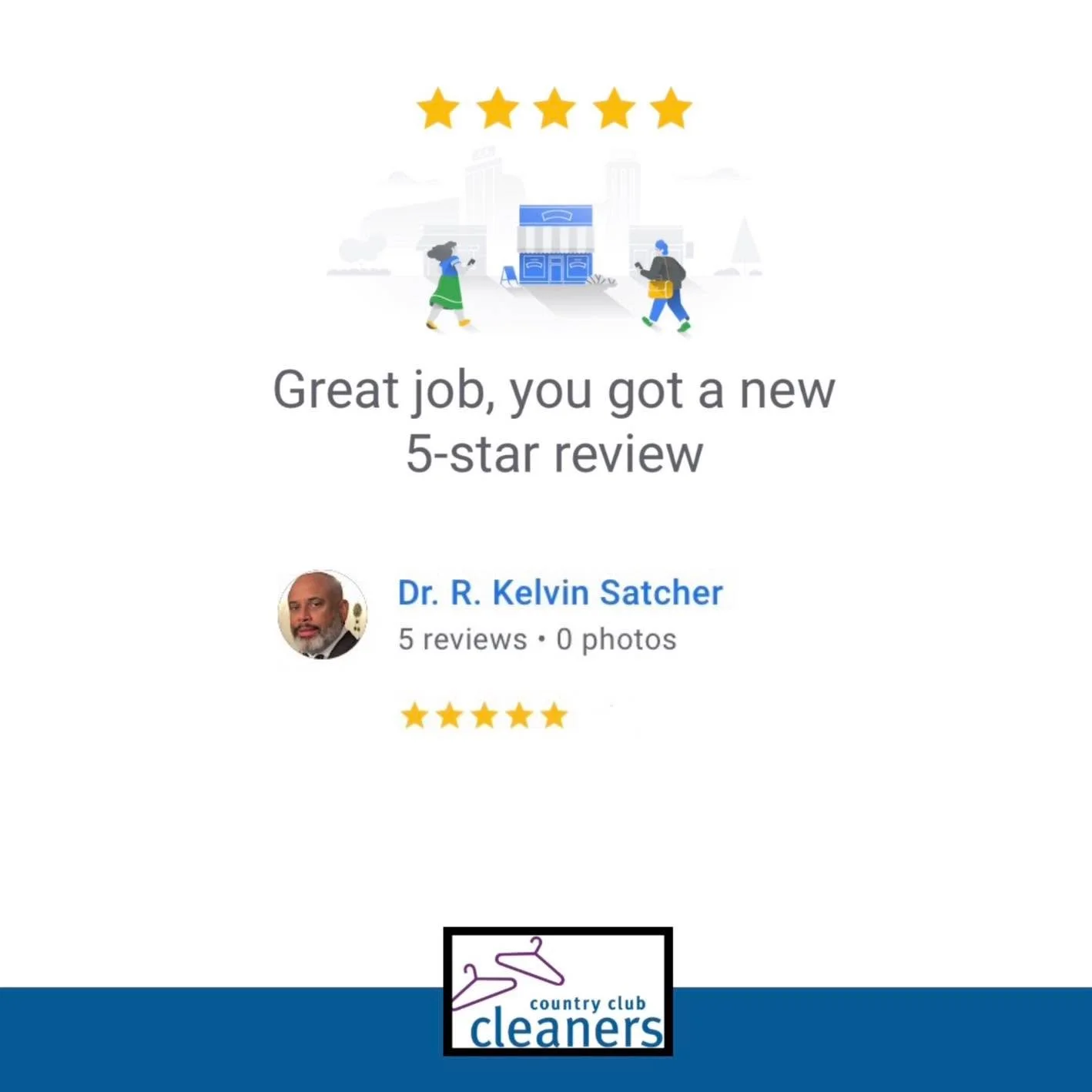 Thank you Dr. Satcher for the 5 stars! We appreciate your business and thanks for taking the time to leave us a review! 

#googlereview #fivestars #fivestargooglereview  #AlamoCA #Drycleaning #sanramonca #diabloca #dublinca #countryclubcleaners #danv