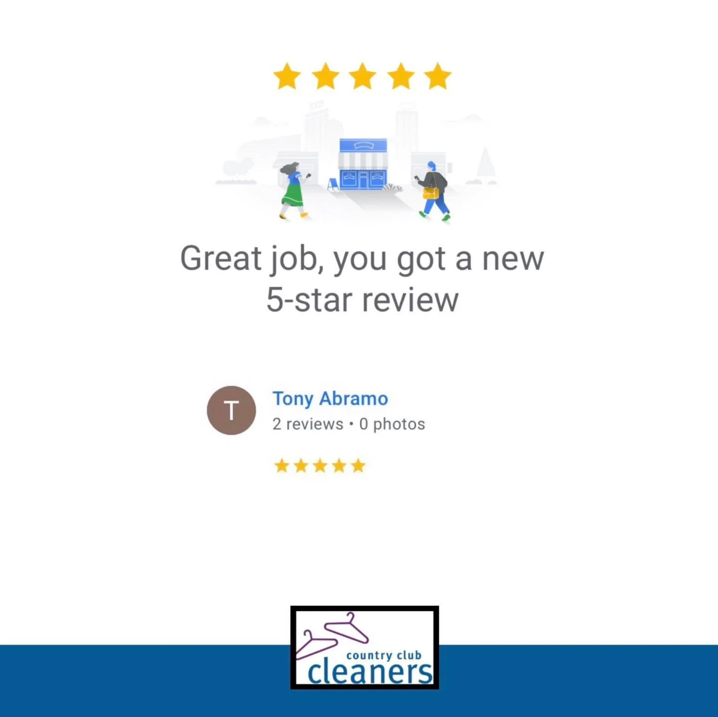 Thanks for the five stars Tony! we appreciate it !

#AlamoCA #Drycleaning #sanramonca #diabloca #dublinca #countryclubcleaners #danvilleca #livermoreca #pleasantonca #drycleaningpickupanddelivery #walnutcreekca #drycleaningdeliveryday #castrovalleyca
