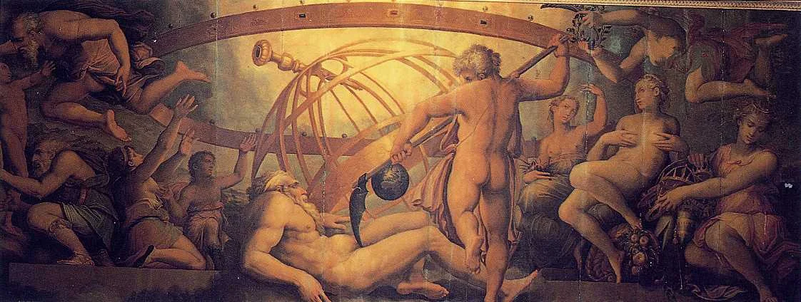 Giorgio Vasari, Castration d’Uranus par Cronos , 1555-1557, Salle des Éléments du Palais Vieux, Florence