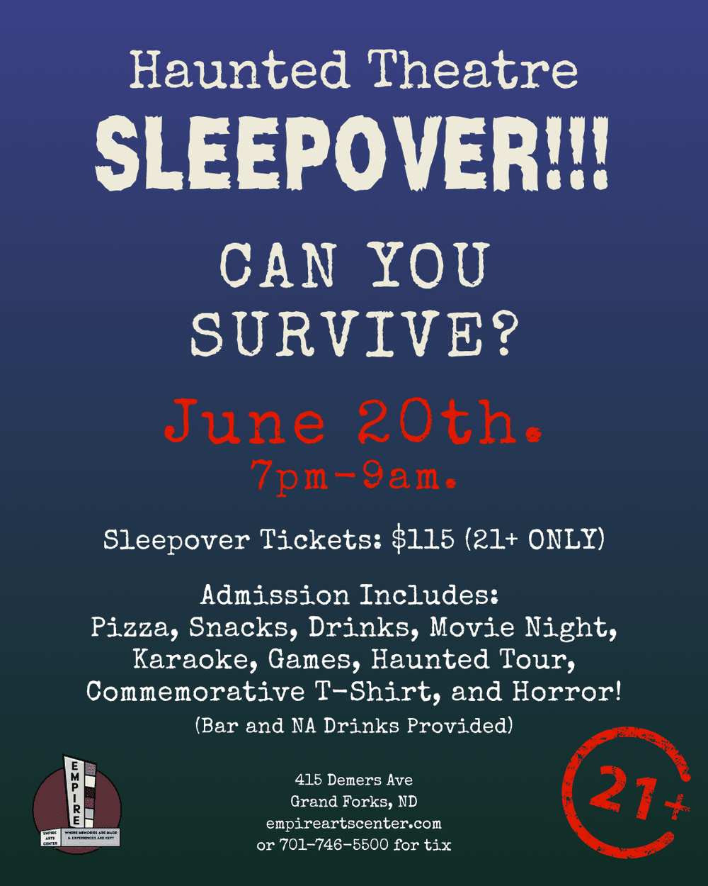 Haunted Theater Sleepover — Empire Arts Center