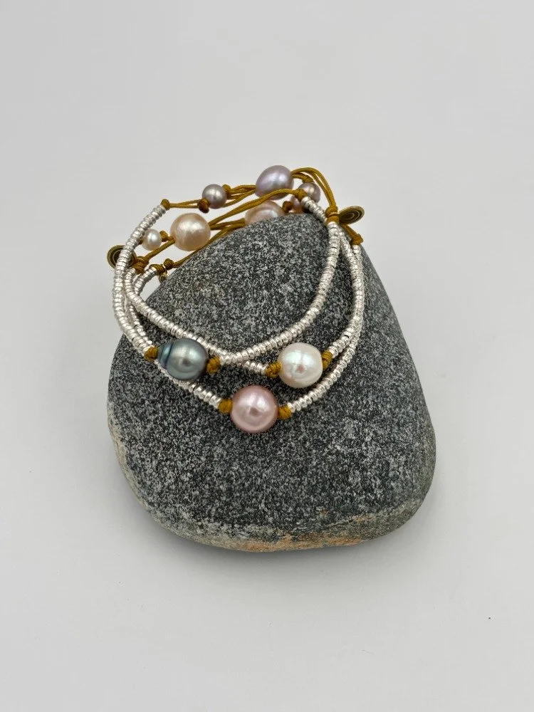 Silver & Round Pink Pearl