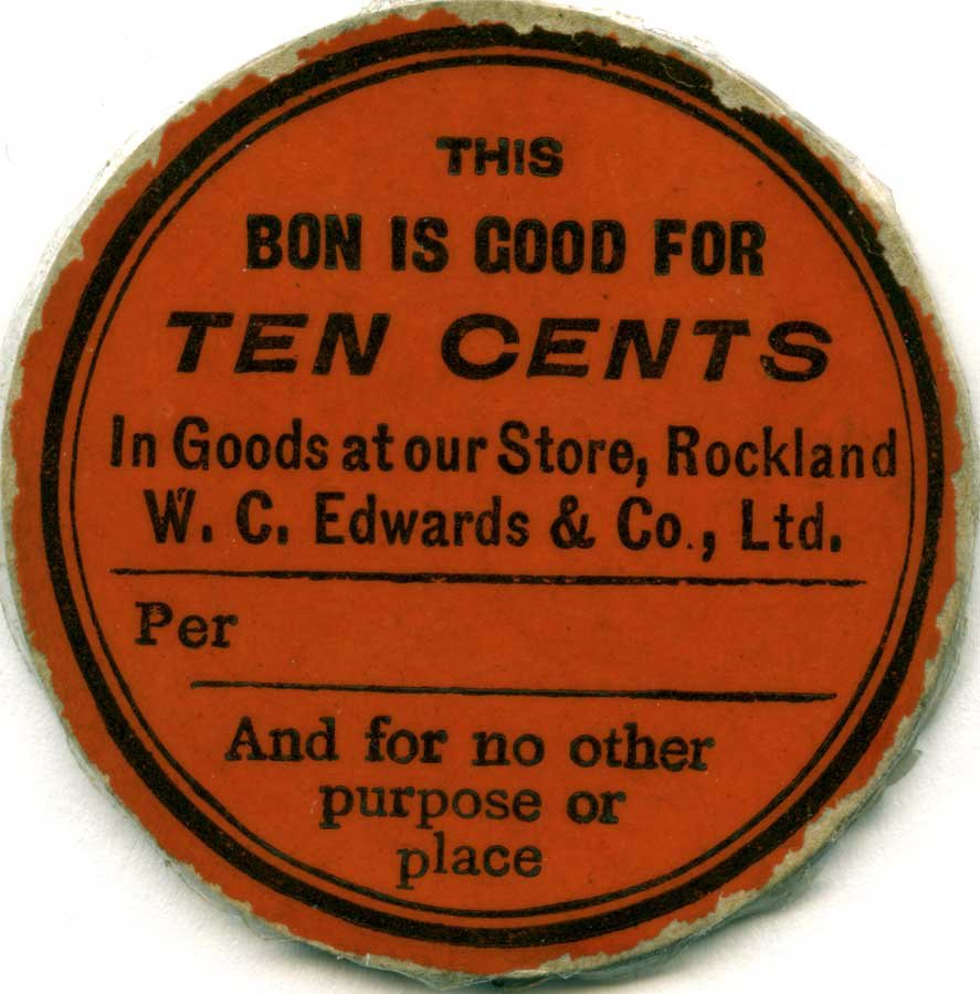 W.C. Edwards 10-cent token, circa 1900