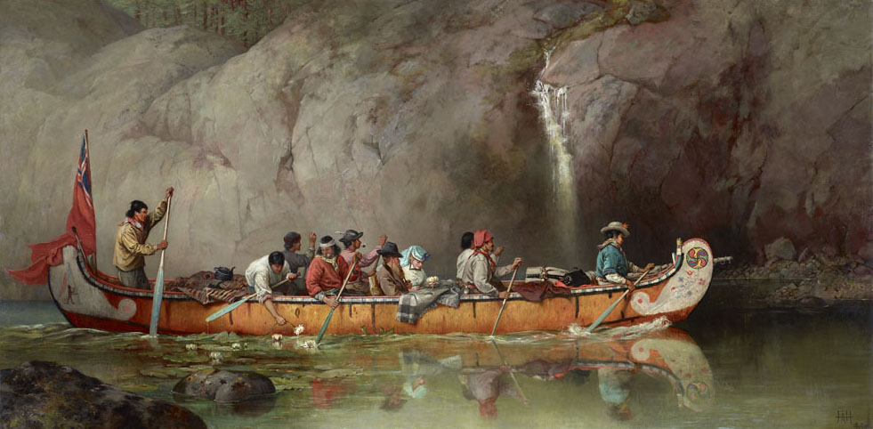 Peinture intitulée « Canoe Manned by Voyageurs »