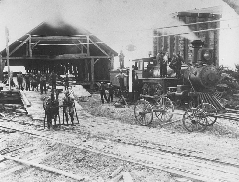 Extrémité ouest du chemin de fer de Nosbonsing et Nipissing, vers 1884