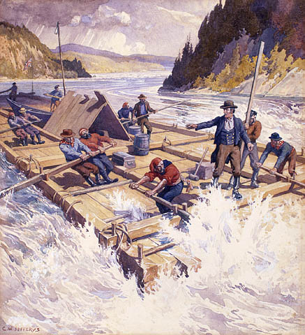 The first lumber raft down the Ottawa river, 1806