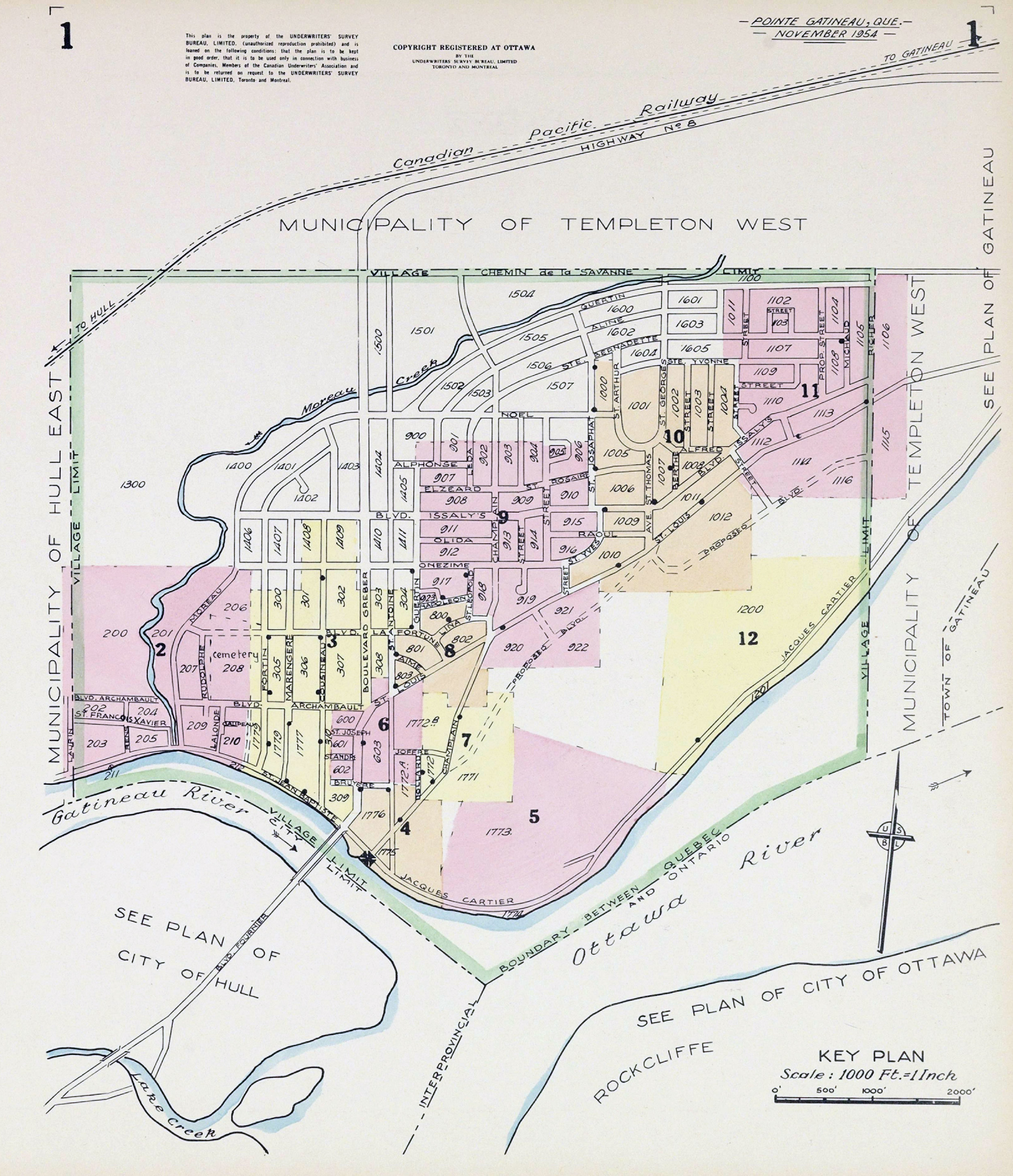 1954 Insurance plan of Pointe Gatineau