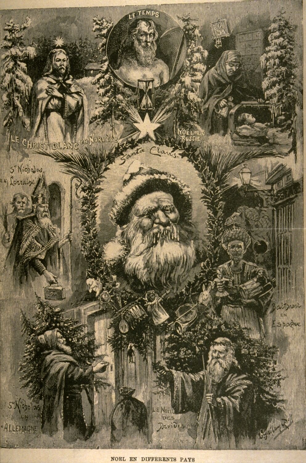 1894 drawing of "Christmas in Different Countries" (BAnQ)