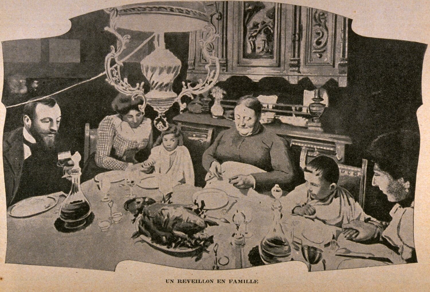 1904 image of a "Family réveillon" (BAnQ)
