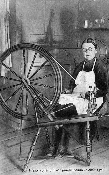 "Old spinning wheel that has never known unemployment"